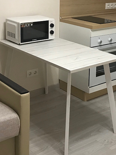 Стол Тринити Лофт 140 25 мм дуб делано темный / белый фото покупателя 28