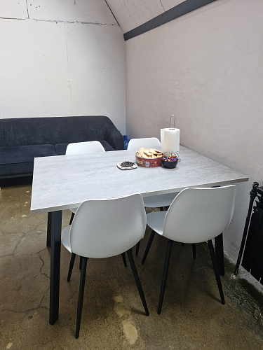 Деревянный стол Тринити Лофт 120х60 белый матовый / бетон фото покупателя 1