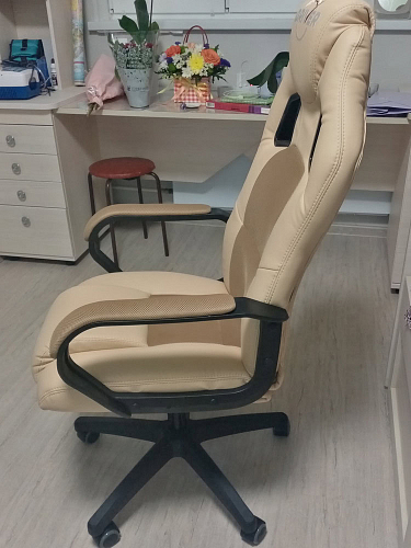 Компьютерное кресло Driver/Драйвер кожзам черный / ткань синий фото покупателя 54