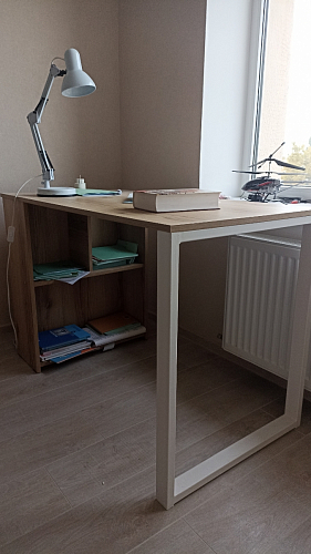 Письменный стол Битти Лофт 116х60х75 дуб делано светлый / белый матовый фото покупателя 104