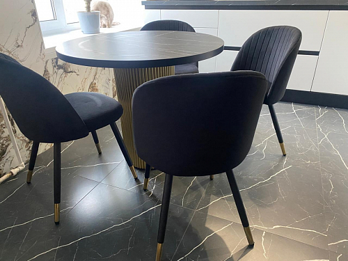 Стул на металлокаркасе Gabi dark beige / black / silver фото покупателя 617