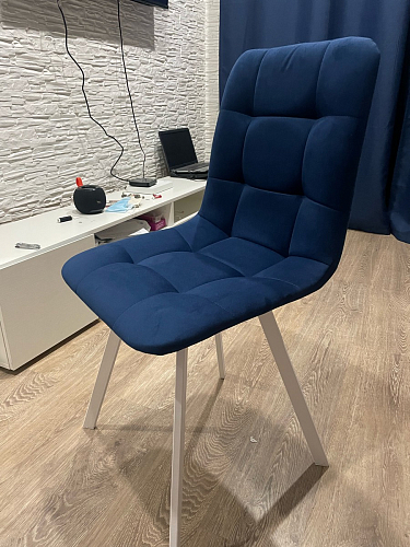 Стул на металлокаркасе Чилли синяя ткань / белый фото покупателя 1202