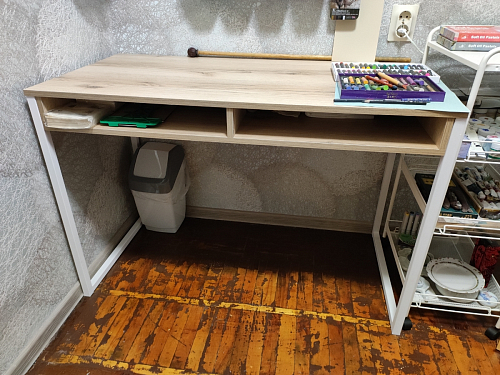 Письменный стол Леон Лофт дуб делано светлый / белый матовый фото покупателя 155