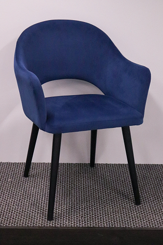 Стул на металлокаркасе Апри микровелюр темно-синий / черный глянец из шоурума 1