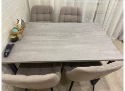 Деревянный стол Лота Лофт 120(160)х75 черный матовый / бетон светлый фото покупателя 945