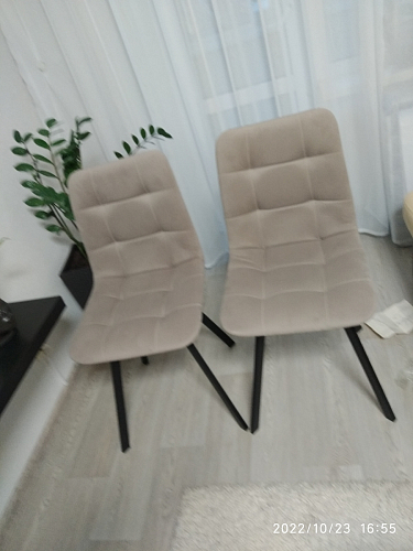 Стул на металлокаркасе Чилли К светло-серый велюр / черный каркас фото покупателя 916