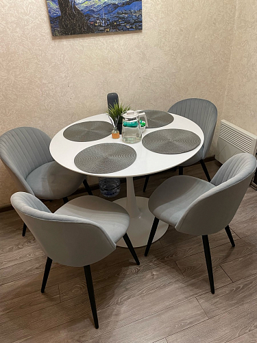 Стул на металлокаркасе Gabi dark beige / black / silver фото покупателя 5