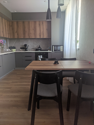 Стол раскладной Колон Лофт 120 32 мм дуб галифакс табако / черный матовый фото покупателя 24