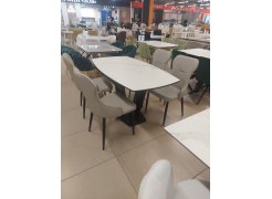 Стеклянный стол Вейл 140(180)х80 кристл статуарио / черный из шоурума 1