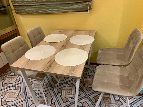 Деревянный стол Барон О 200 х 90 белая пленка шагрень / черный фото покупателя 55