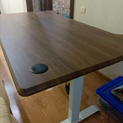 Компьютерный стол Маркос с механизмом подъема 140х80х75 белый / вотан дуб фото покупателя 41