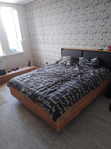 Двуспальная кровать Клауд 160х200 парящая дуб крафт золотой / антрацит фото покупателя 205