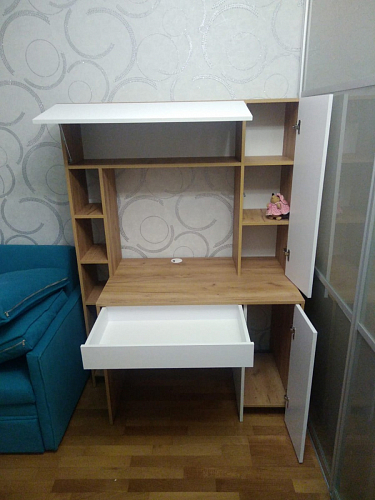 Письменный стол Комфорт 12.71 дуб золотой craft / белая аляска фото покупателя 149