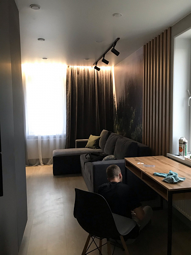 Письменный стол Леон Лофт черный матовый / дуб вотан фото покупателя 194