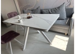 Керамический стол Вилли 140 (200) х 80 белый мрамор alpin white / snow white / белый фото покупателя 72