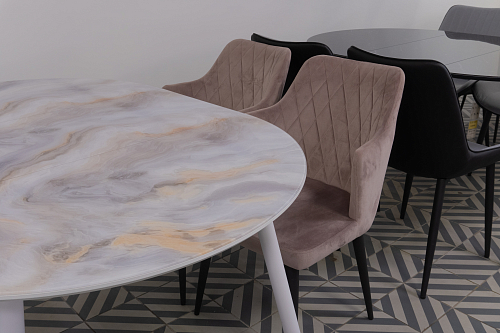 Стеклянный стол Кловис 100(140)х100х76 обсидиан / черный из шоурума 4