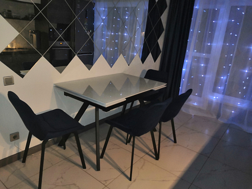 Стул на металлокаркасе Челси морская волна / черный фото покупателя 150