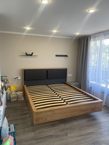 Двуспальная кровать Клауд 160х200 парящая дуб крафт золотой / антрацит фото покупателя 187