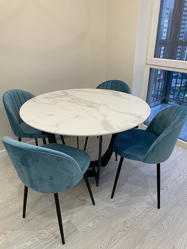 Стеклянный стол Венера белый мрамор / графит фото покупателя 1