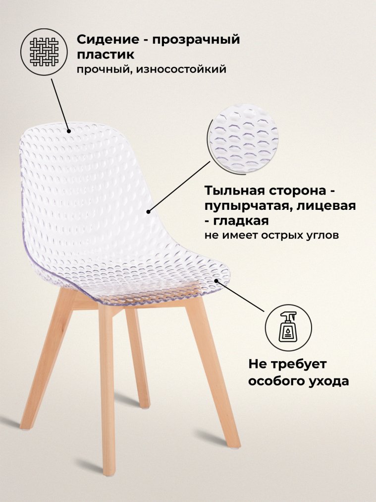 Пластиковый стул Vart clear / wood