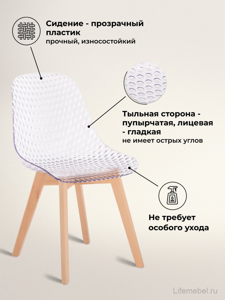 Пластиковый стул Vart clear / wood