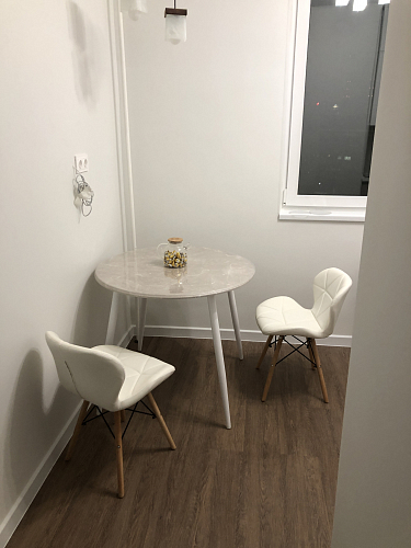 Деревянный стол Абилин 100 мрамор белый / черный матовый фото покупателя 1