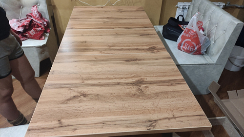 Стол раскладной Колон Лофт 120 32 мм дуб галифакс табако / черный матовый фото покупателя 150