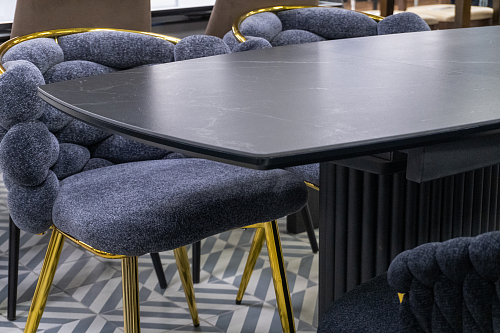 Керамический стол Фестер 140(180)х80 черный мрамор shakespeare black / черный из шоурума 1