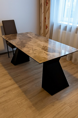 Стеклянный стол Денхольм 240(290)х100х75 обсидиан / черный фото покупателя 1