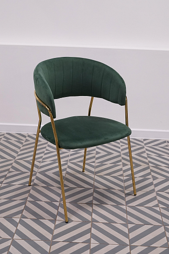 Стул на металлокаркасе Kamelia зеленый / золото из шоурума 1