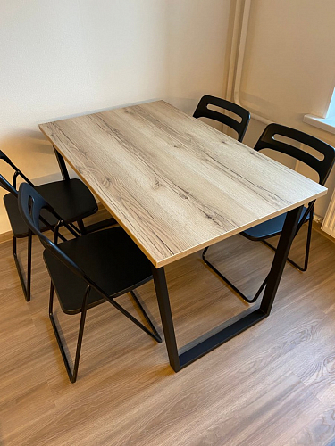 Стеклянный стол Фостер 120(160)х120х76 серый мрамор / черный фото покупателя 19