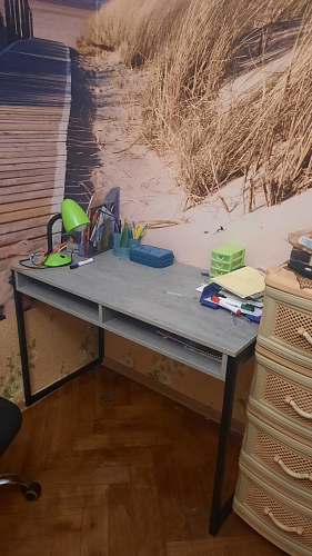 Письменный стол Леон Лофт черный матовый / дуб вотан фото покупателя 176