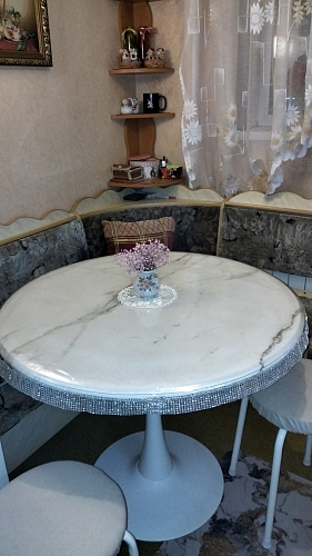 Стол Тулип 90х73 дуб вотан / белый фото покупателя 120