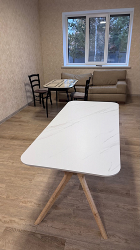 Деревянный стол Абилин 90х76 светло-серый / черный матовый фото покупателя 2