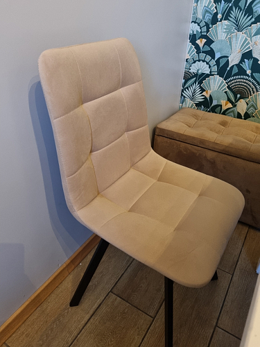 Стул на металлокаркасе Чилли К светло-серый велюр / черный каркас фото покупателя 69