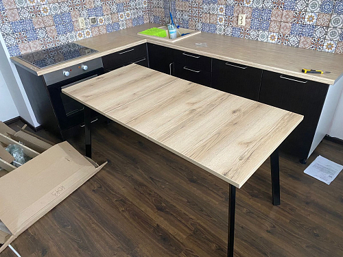 Стол раскладной Колон Лофт 120 32 мм дуб галифакс табако / черный матовый фото покупателя 105