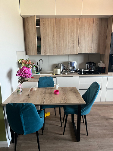 Стол Лота Лофт 140 25 мм черный матовый / дуб вотан фото покупателя 17