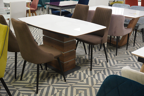 Стол на тумбе Фернан белый / орех кантри из шоурума 1