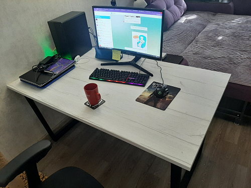 Стол Лота Лофт 140 25 мм черный матовый / бетон фото покупателя 635