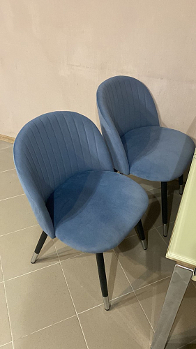 Стул на металлокаркасе Gabi 1 light blue / black / gold фото покупателя 98