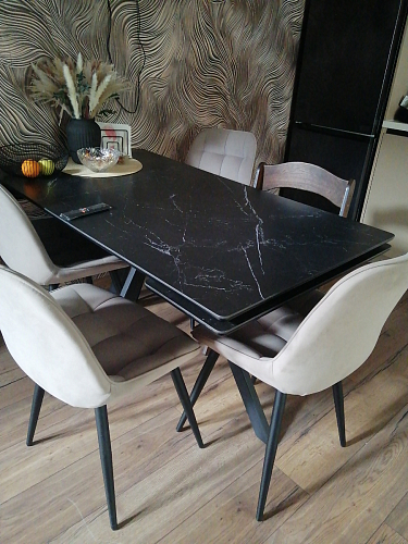 Керамический стол Вилли 140(200)х80 carmen light grey / черный фото покупателя 55