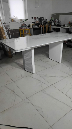 Керамический стол Монерон 180(240)x90 calacatta gold / дуб монтана фото покупателя 12