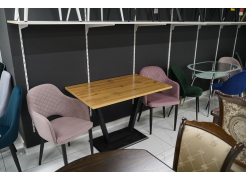 Стол на тумбе Мичиган Лофт 110х70 25 мм дуб вотан / черный матовый из шоурума 1