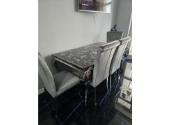 Стеклянный стол Риполь 140(180)х80 cтатуарио / черный фото покупателя 1