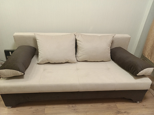 Диван Тарис-2 еврокнижка экокожа бежевый / коричневый фото покупателя 1