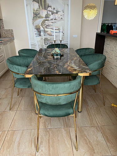 Стул на металлокаркасе Kamelia green / gold фото покупателя 96