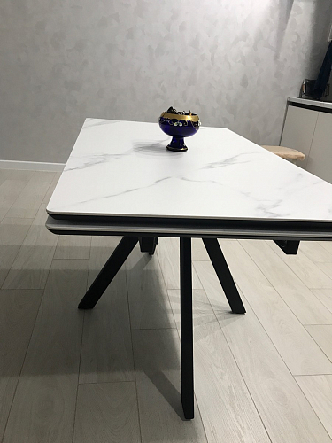 Керамический стол Вилли 140(200)х80 белый мрамор snow white / черный фото покупателя 18
