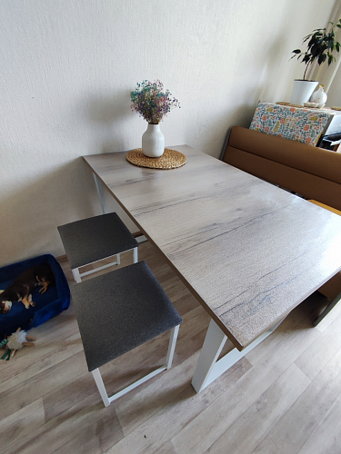 Деревянный стол Барон О 160 х 90 белая пленка шагрень / черный фото покупателя 43