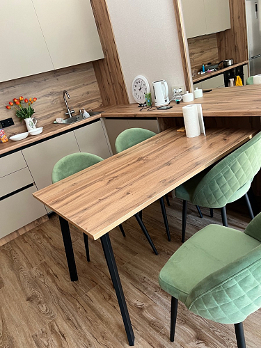 Стол Тринити Лофт 120 32 мм дуб галифакс табако / черный матовый фото покупателя 280