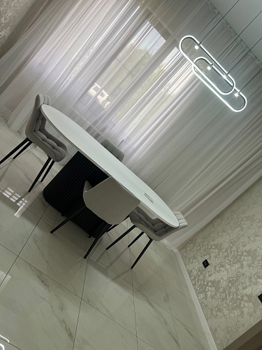 Деревянный стол Барон О 160 х 90 белая пленка шагрень / черный фото покупателя 61